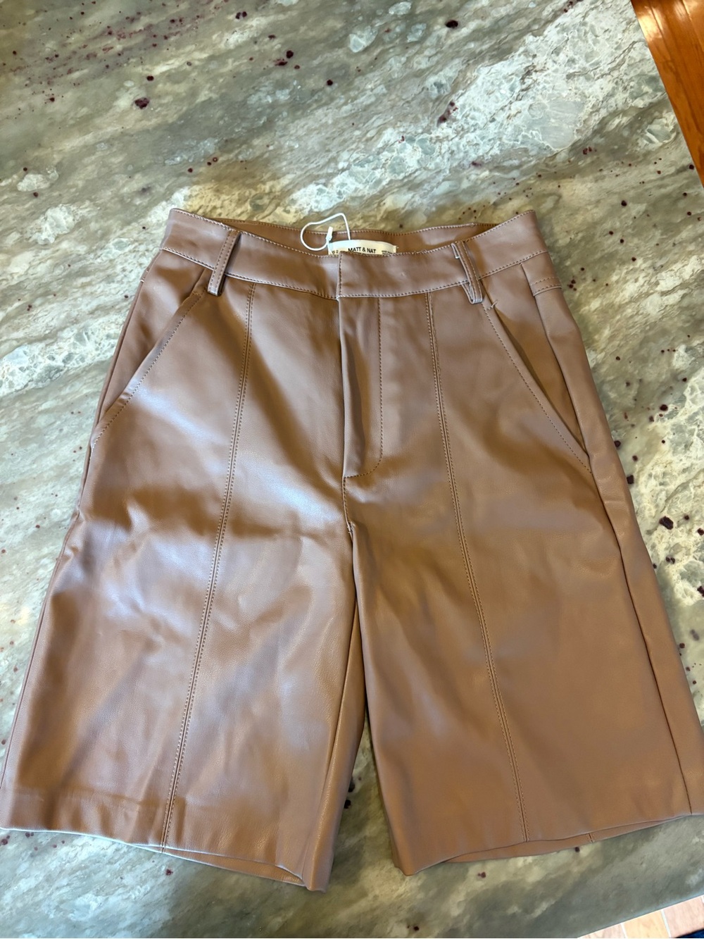 Matt & Nat Faux Leather Shorts in Light Brown